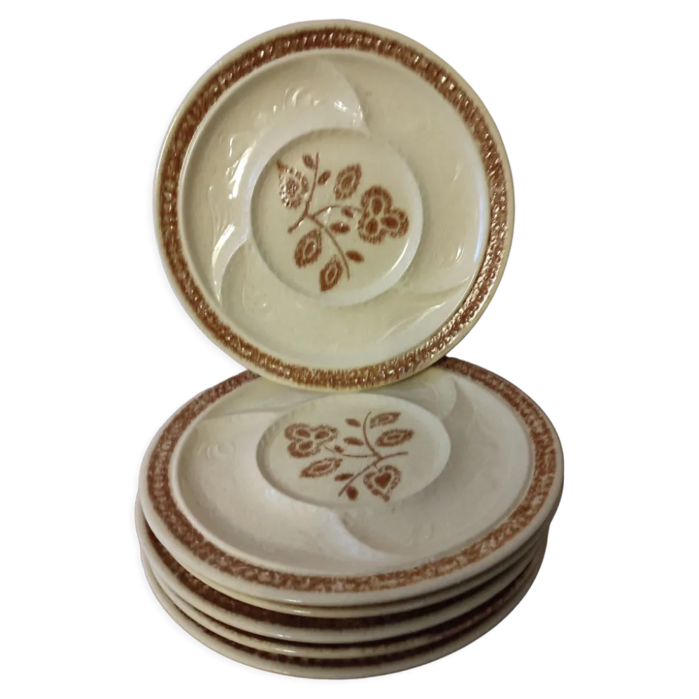Lot de 6 anciennes assiettes à fondue