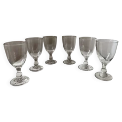 Lot de 6 anciens verres ballon de bistrot à pied XIX