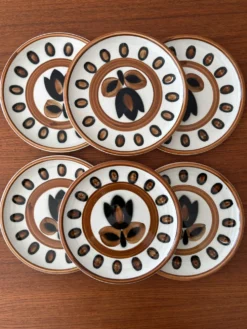 Lot de 6 assiette boch La Louvière modèle kimono fleur tulipe