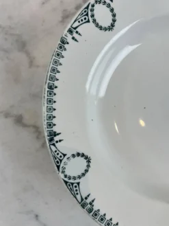 Lot de 4 Assiette creuse en faïence, décor frise verte, st Amand