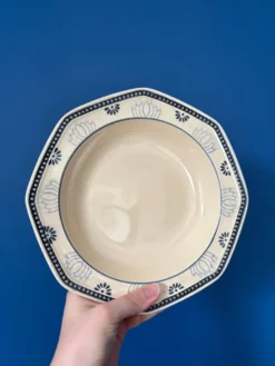 Lot de 4 assiette creuses Longchamp octogonal motif lotus