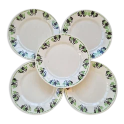 Lot de 5 assiettes a dessert Paulette de H.B.C Choisy Le Roi