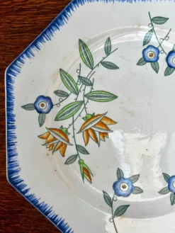Lot de 6 assiettes anciennes octogonales Longwy – Vieux Longwy