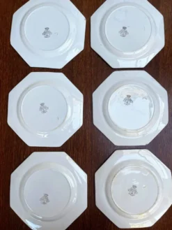 Lot de 6 assiettes anciennes octogonales Longwy – Vieux Longwy