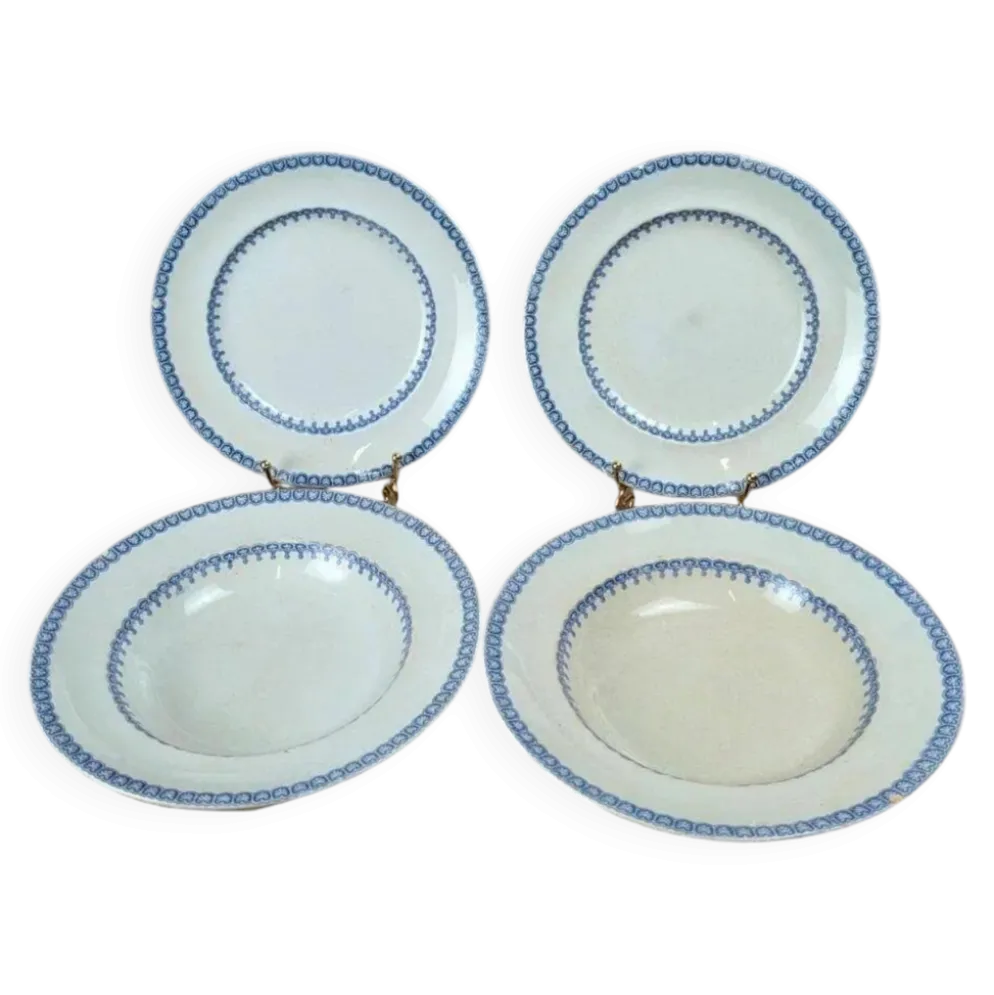 Lot de 4 assiettes anglaises anciennes – modèle Etruscan Border