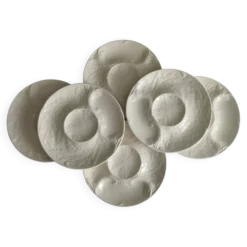 Lot de 6 assiettes à artichauts en faïence blanche de Gien