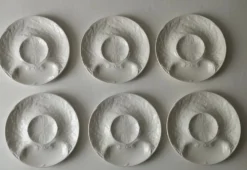 Lot de 6 assiettes à artichauts en faïence blanche de Gien