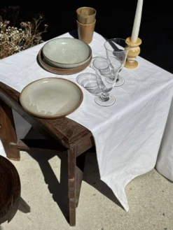 Lot de 6 assiettes artisanales en grès émaillé beige et brun D20 H3