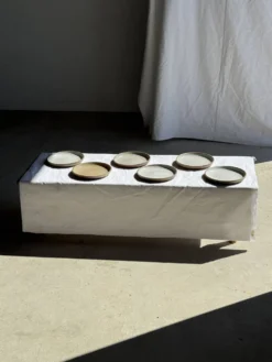 Lot de 6 assiettes artisanales en grès émaillé beige et brun D20 H3