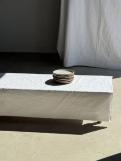 Lot de 6 assiettes artisanales en grès émaillé beige et brun D20 H3
