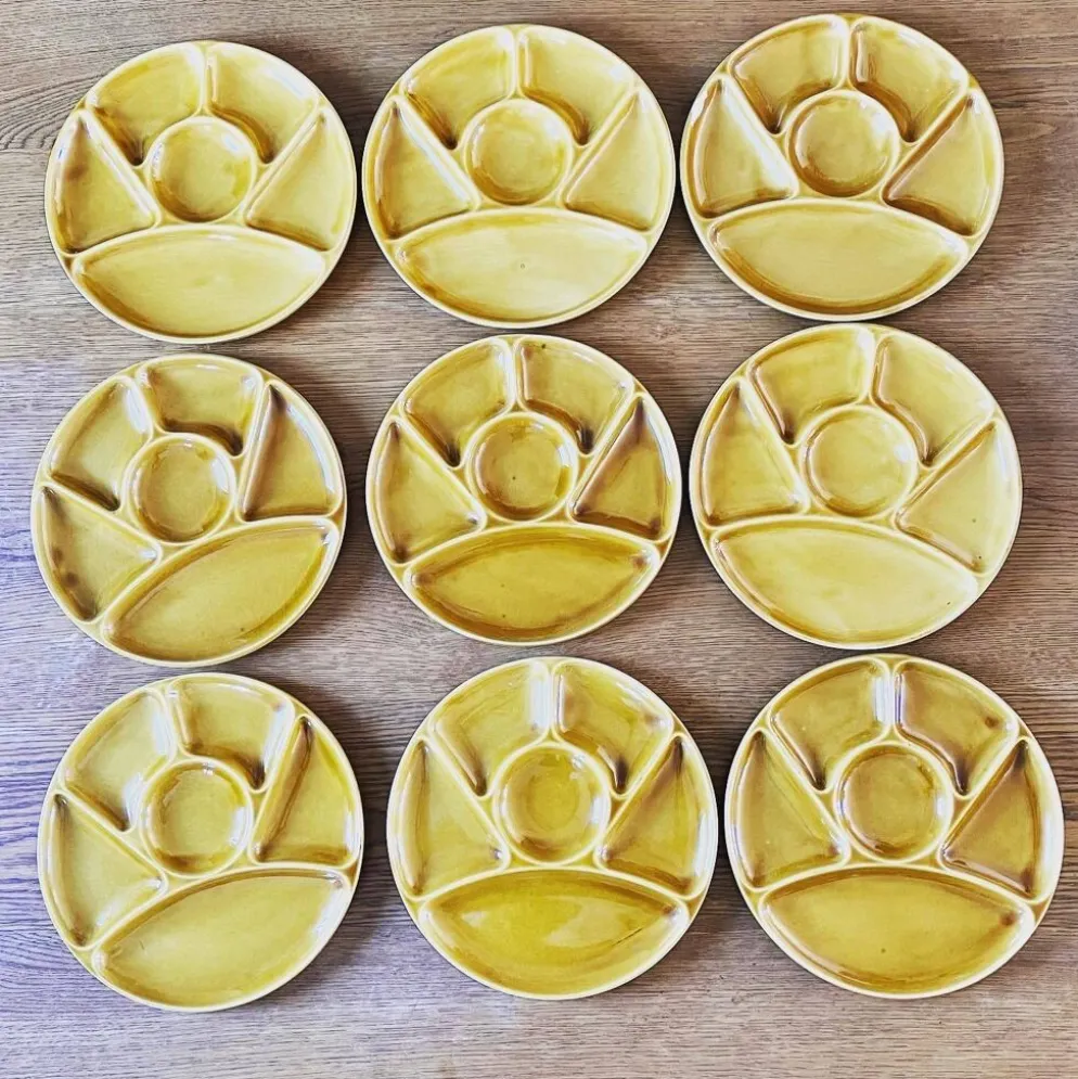 Lot de 9 assiettes à compartiments Gien