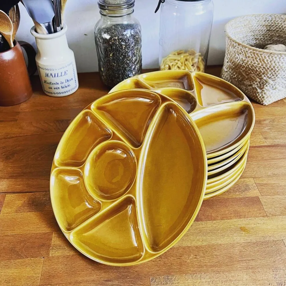 Lot de 9 assiettes à compartiments Gien