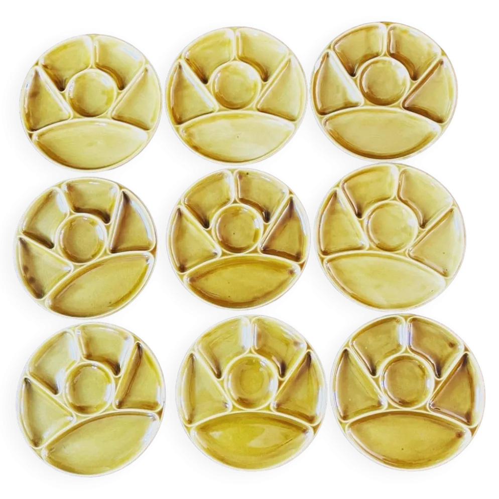 Lot de 9 assiettes à compartiments Gien