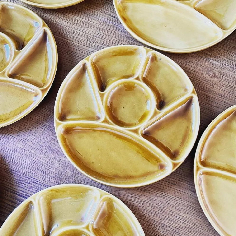 Lot de 9 assiettes à compartiments Gien
