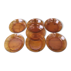 Lot de 7 assiettes creuses ambrées Duralex