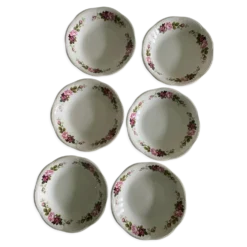 Lot de 6 assiettes creuses anciennes Gien modèle Champs