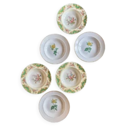 Lot de 6 assiettes creuses anciennes dépareillées