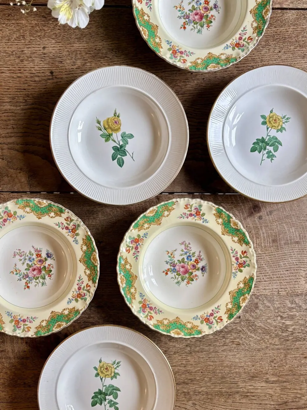 Lot de 6 assiettes creuses anciennes dépareillées