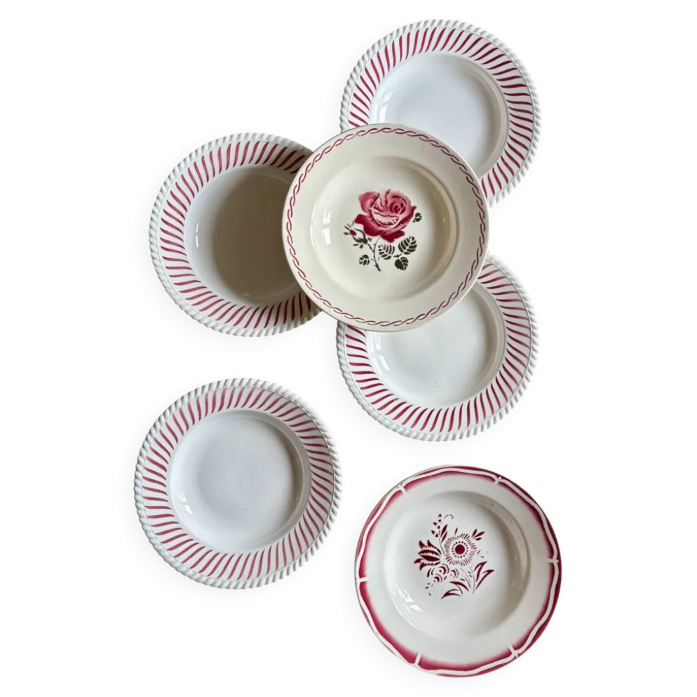 Lot de 6 assiettes creuses anciennes dépareillées (L4)