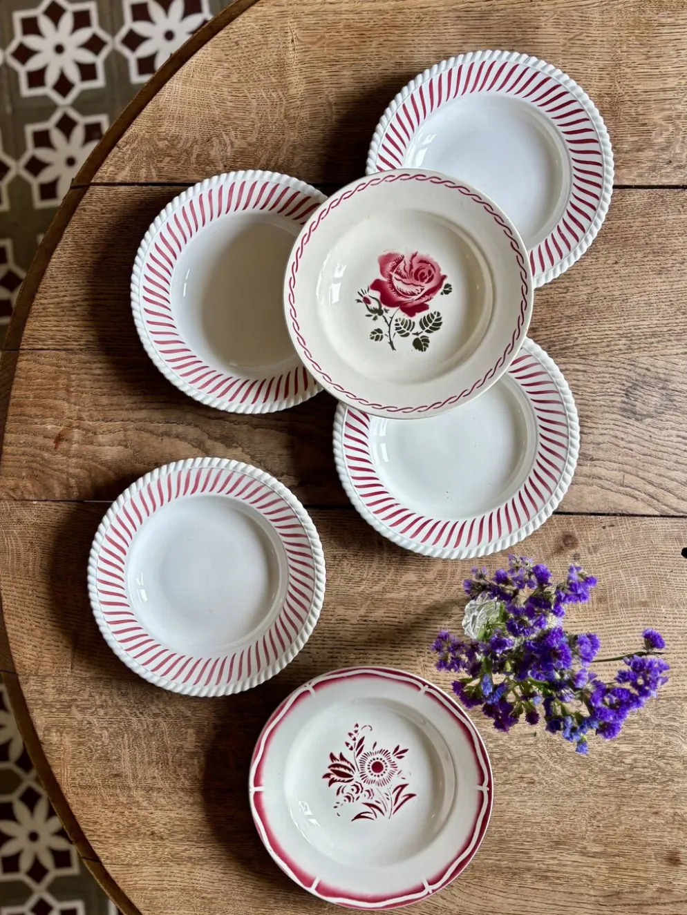 Lot de 6 assiettes creuses anciennes dépareillées (L4)