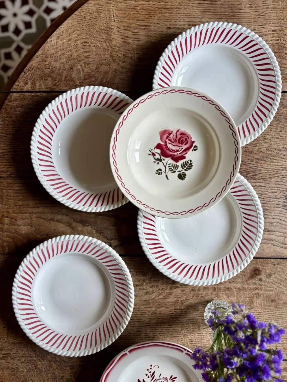 Lot de 6 assiettes creuses anciennes dépareillées (L4)