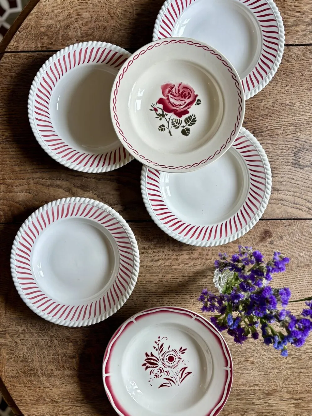 Lot de 6 assiettes creuses anciennes dépareillées (L4)