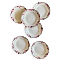 Lot de 6 assiettes creuses anciennes - Saint Amand Céranord