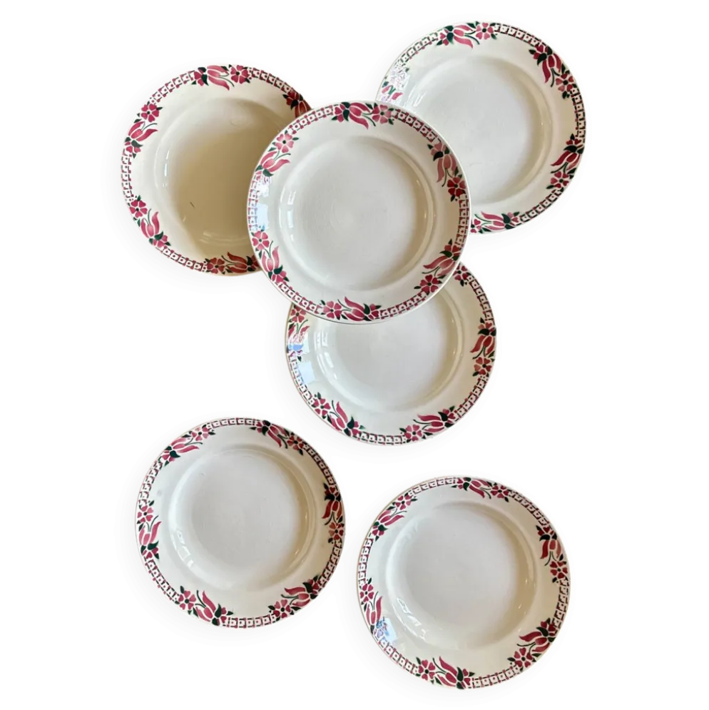 Lot de 6 assiettes creuses anciennes - Saint Amand Céranord