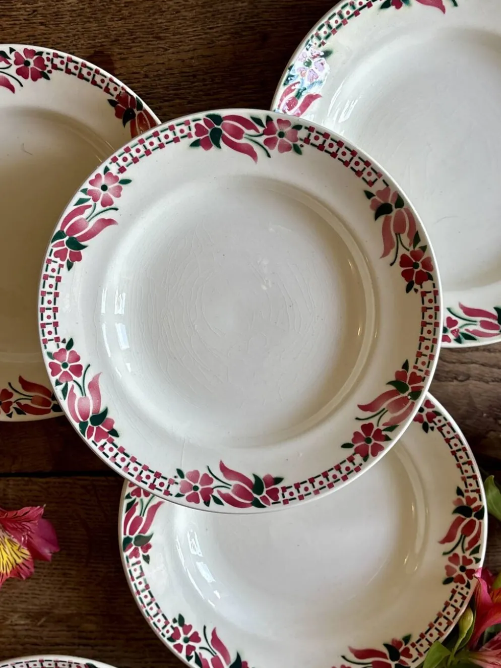 Lot de 6 assiettes creuses anciennes - Saint Amand Céranord
