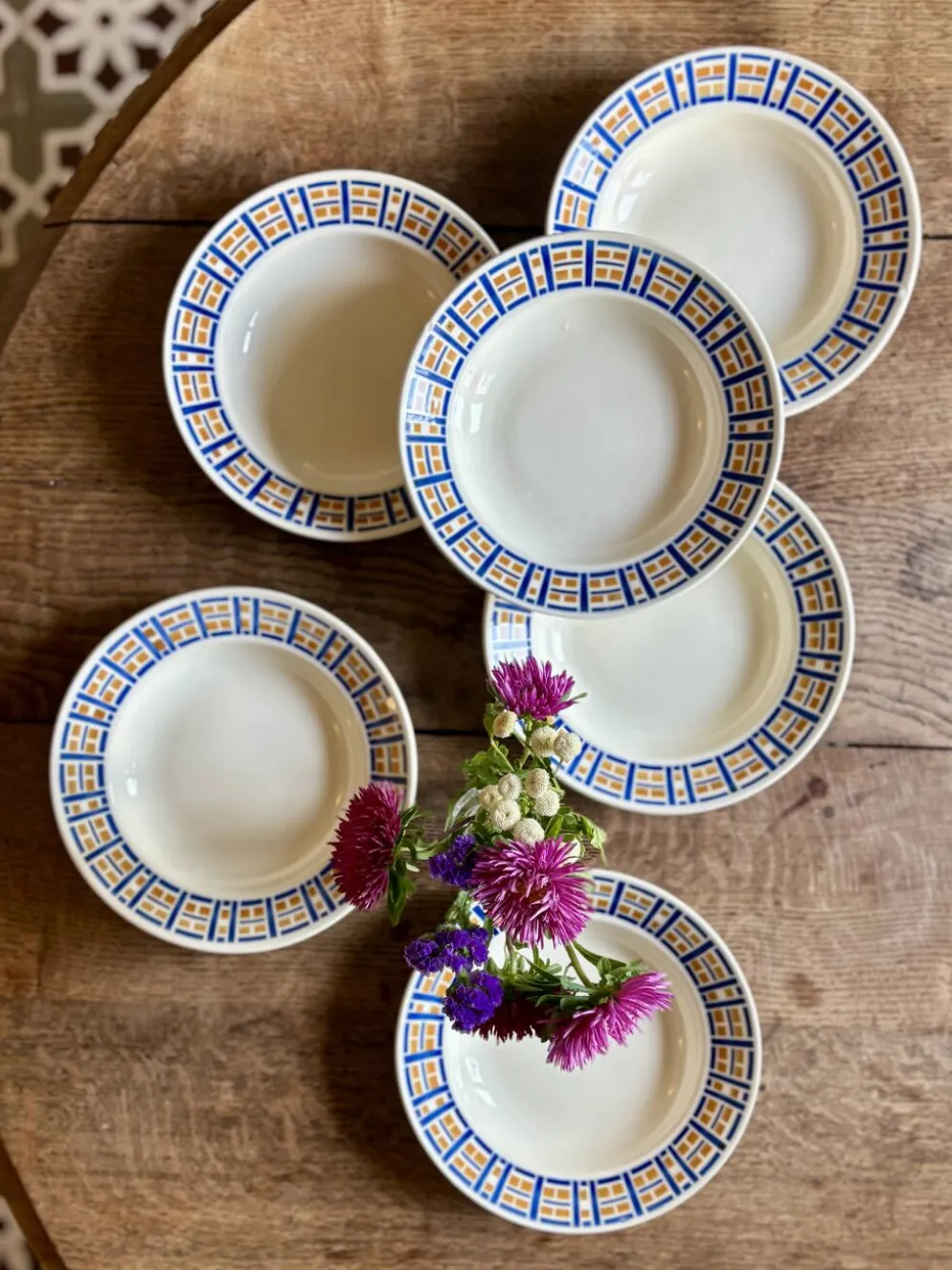 Lot de 6 assiettes creuses anciennes - Robinson de Badonvillier