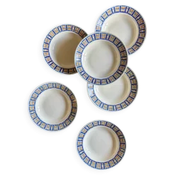 Lot de 6 assiettes creuses anciennes - Robinson de Badonvillier