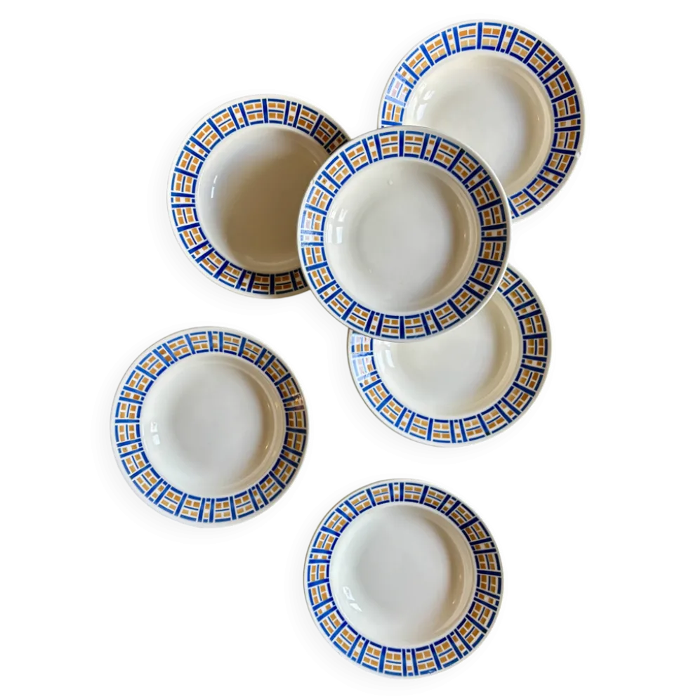 Lot de 6 assiettes creuses anciennes - Robinson de Badonvillier