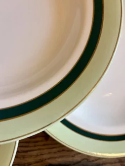 Lot de 7 assiettes creuses anciennes Salins - texas vert -