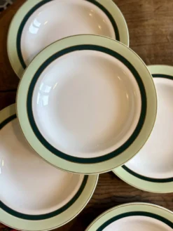 Lot de 7 assiettes creuses anciennes Salins - texas vert -