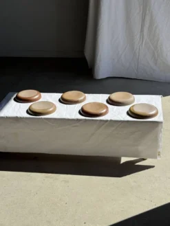 Lot de 6 assiettes creuses artisanales en céramique émaillée beige D19,5 H4