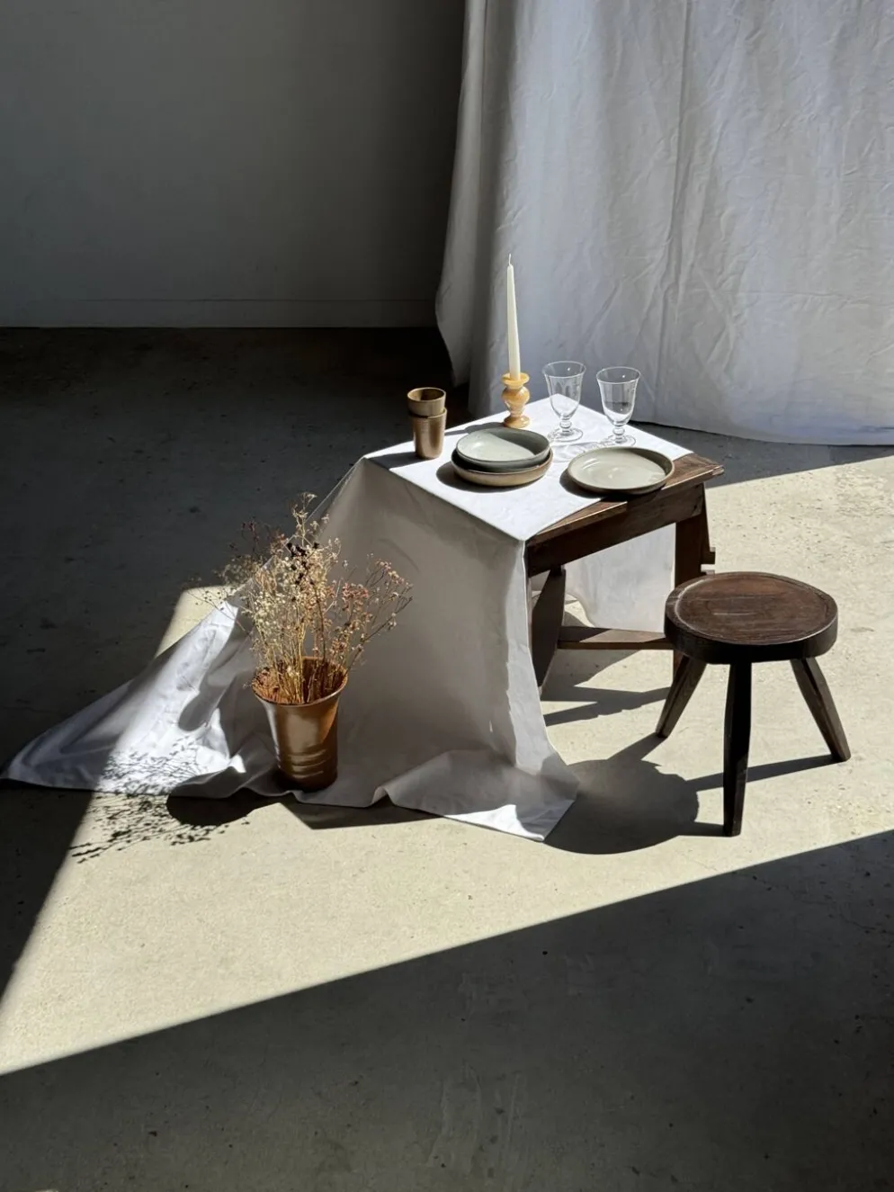 Lot de 6 assiettes creuses artisanales en céramique émaillée beige D19,5 H4