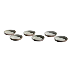 Lot de 6 assiettes creuses artisanales en céramique émaillée beige D19,5 H4