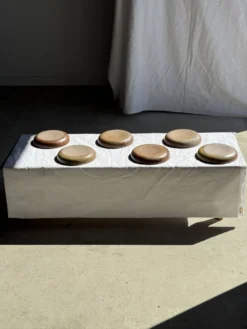 Lot de 6 assiettes creuses artisanales en céramique émaillée beige D19,5 H4
