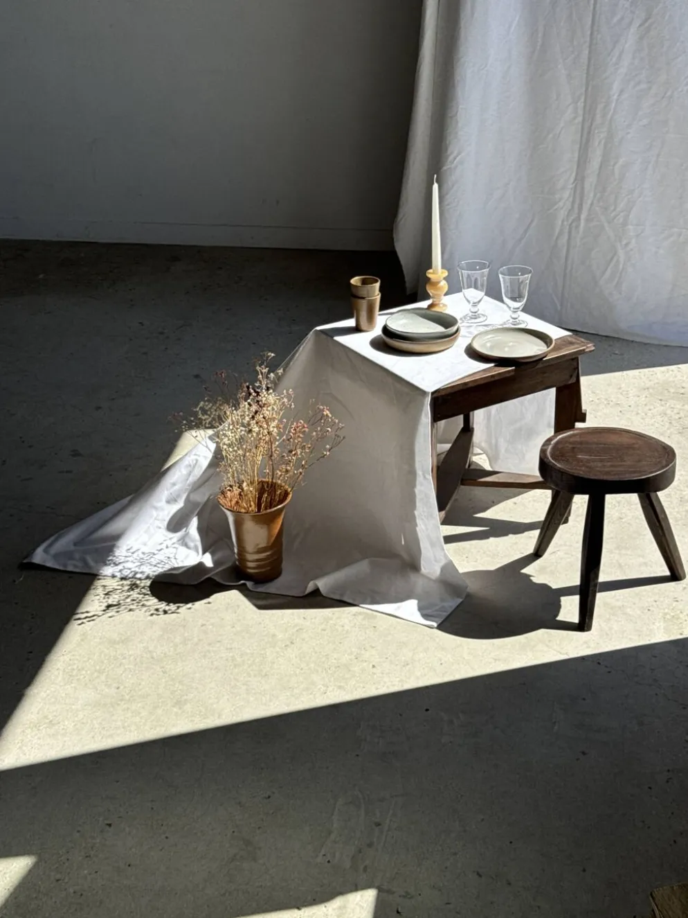 Lot de 6 assiettes creuses artisanales en céramique émaillée beige D19,5 H4