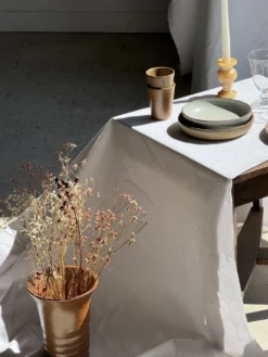 Lot de 6 assiettes creuses artisanales en céramique émaillée beige D19,5 H4