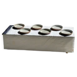 Lot de 6 assiettes creuses artisanales en céramique émaillée beige D19,5 H4