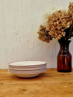Lot de 7 assiettes creuses Digoin Sarreguemines Bouquet Fleuri