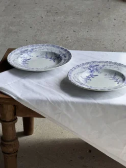 Lot de 5 assiettes creuses en faïence à décor floral couleur lavande H4 D23