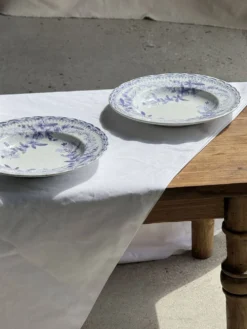 Lot de 5 assiettes creuses en faïence à décor floral couleur lavande H4 D23