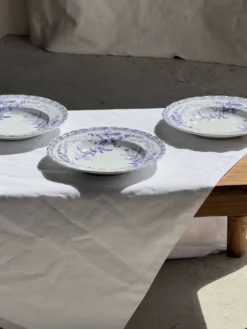 Lot de 5 assiettes creuses en faïence à décor floral couleur lavande H4 D23