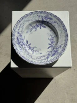 Lot de 5 assiettes creuses en faïence à décor floral couleur lavande H4 D23