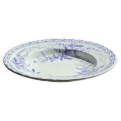 Lot de 5 assiettes creuses en faïence à décor floral couleur lavande H4 D23