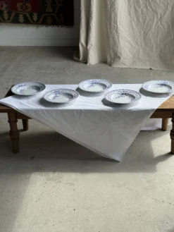 Lot de 5 assiettes creuses en faïence à décor floral couleur lavande H4 D23