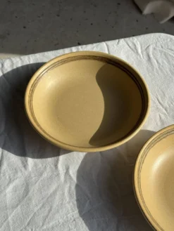 Lot de 2 assiettes creuses en grès liseré brun et marron D21,5