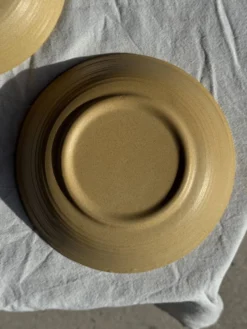 Lot de 2 assiettes creuses en grès liseré brun et marron D21,5